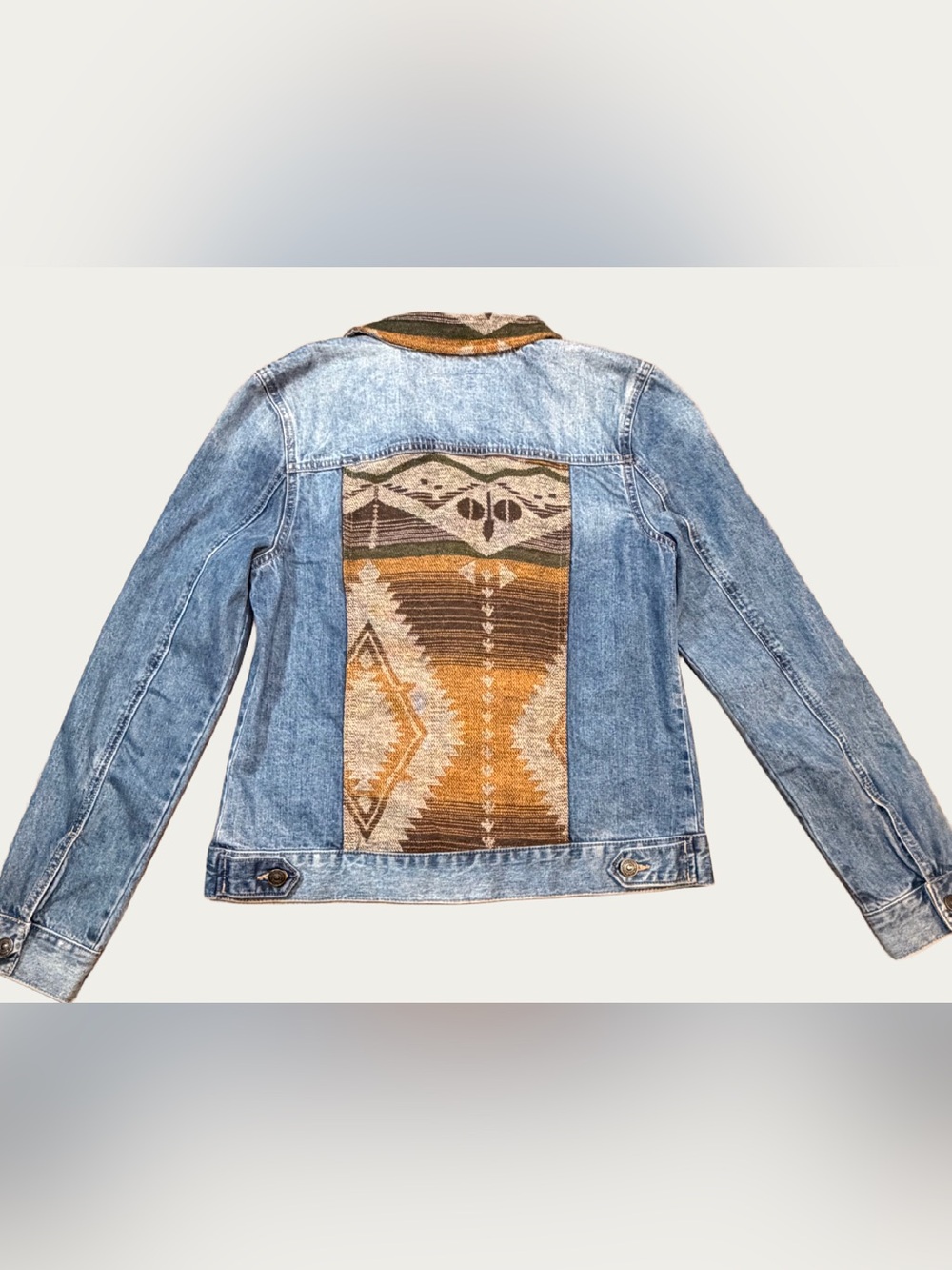 Natural Reflections Women’s M Denim Jacket Southwestern Aztec Tapestry Western